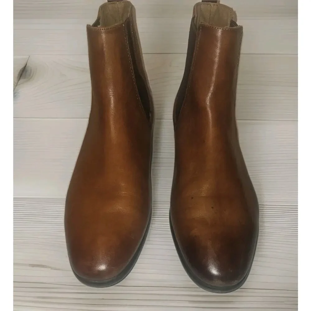 Aldo Leather Dress Chelsea Boots Cognac Size 13 EUC